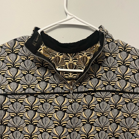 Zara • metallic asian style paisley brocade print short sleeve mini dress - Picture 15 of 16